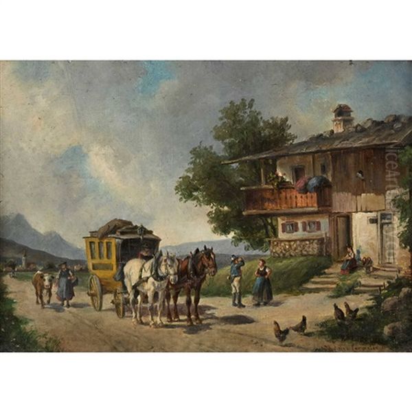 Die Postkutsche Oil Painting - Ludwig Mueller-Cornelius