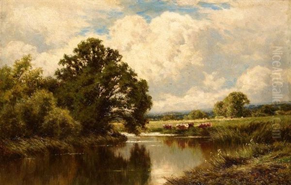 Near Great Marlow On Thames Oil Painting - Henry H. Parker