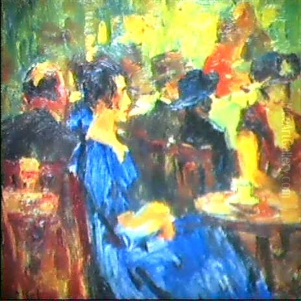 Scene Du Cafe Oil Painting - Elie Anatole Pavil