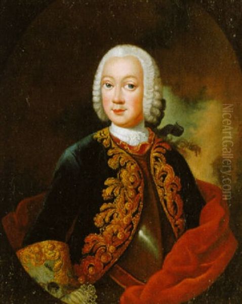 Brustbildnis Des Jugendlichen Friedrich Der Grosen In Reichverziertem Rock Und Kurasse Oil Painting - Antoine Pesne