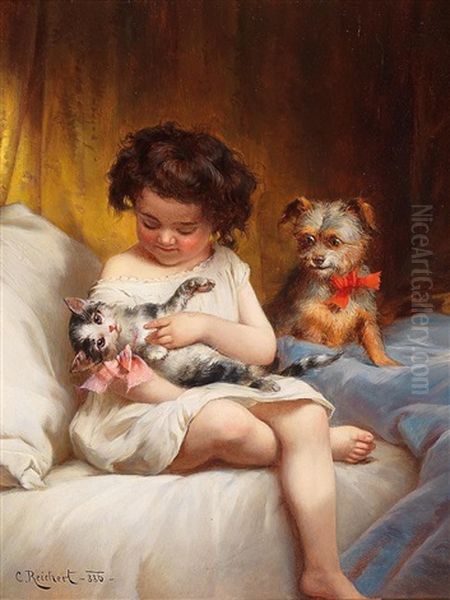 The Little Darling Oil Painting - Carl Reichert