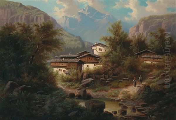 Partie Aus Sudtirol (?) Oil Painting - Albert Rieger