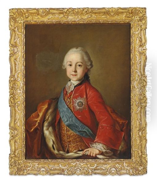 Portrait Of Tsarevich Paul Petrovich Of Russia Oil Painting - Pietro Antonio Rotari