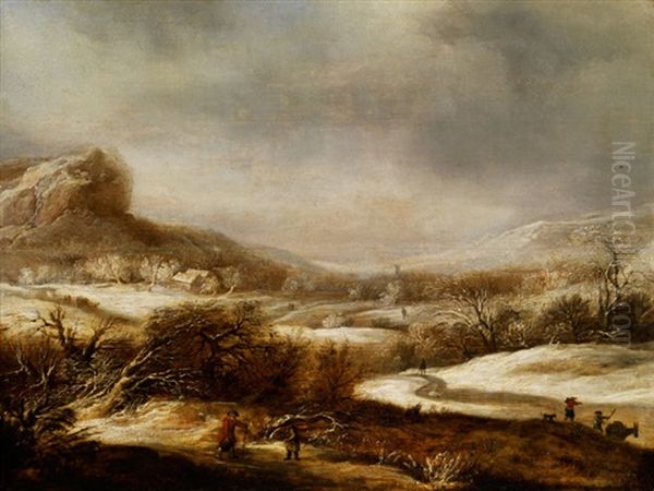 Winterlandschaft Mit Figurenstaffage Oil Painting - Dirck Dircksz van Santvoort