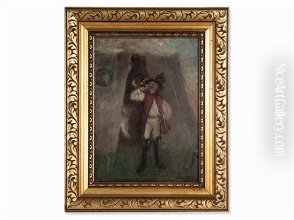 Trumpet Player Oil Painting - Heinrich Schlitt