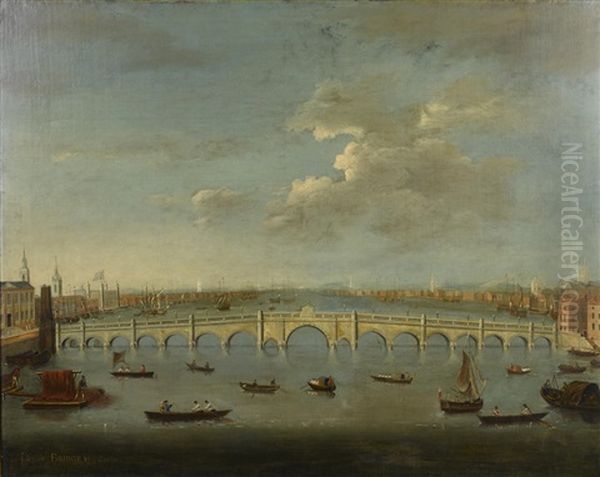 Old London Bridge Oil Painting - Samuel Scott