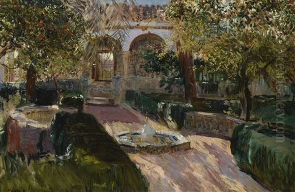 Pavilion Of Charles V, Alcazar Of Seville Oil Painting - Joaquin Sorolla