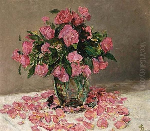 A Flower Still Life (+ 2 Others; 3 Works) Oil Painting - Carel Nicolaas Storm van 's-Gravensande