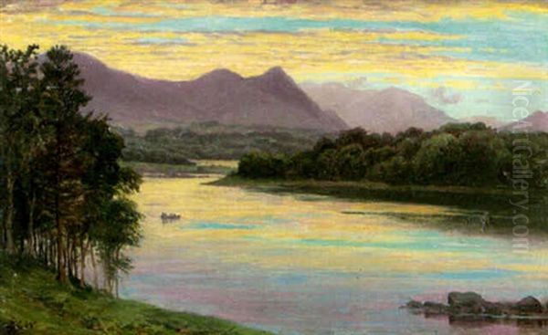 From Rosshill, Lough Mask Oil Painting - Bartholomew Colles Watkins