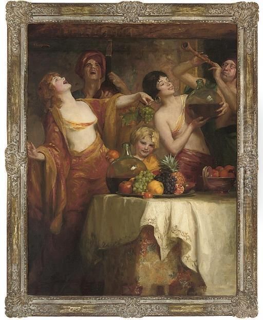 Celebrating At The Feast Oil Painting - Henry Harris Brown