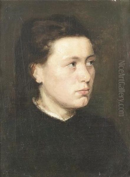 Portrat Einer Jungen Frau. Oil Painting - Alois Erdtelt