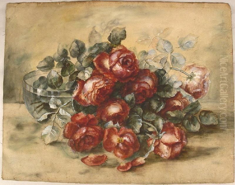 Roses Still Life Oil Painting - Edith M. Kemp-Welch