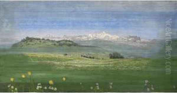 View Of Mont-blanc Oil Painting - Alexandre Perrier