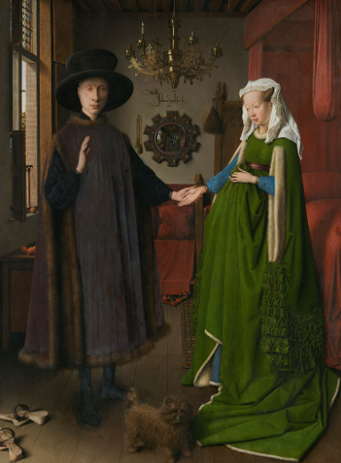 The Arnolfini Portrait, by Jan van Eyck, 1434: This painting showcases the wealth and prosperity of 15th-century Flanders through the detailed depiction of a merchant and his wife in their luxurious home.