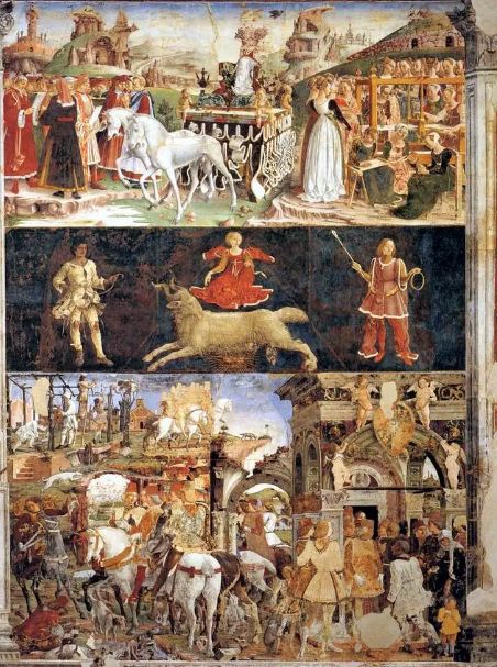 Francesco del Cossa’s painting "March",  depicting the goddess Minerva on a triumphal chariot