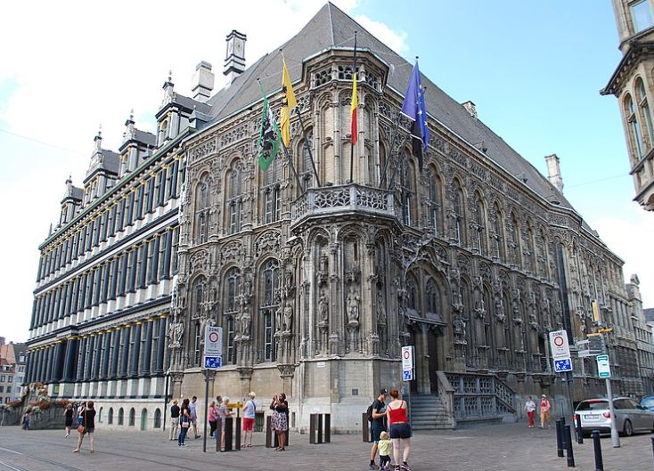 The Ghent City Hall, a late Gothic style building, reflecting the city's prosperity.