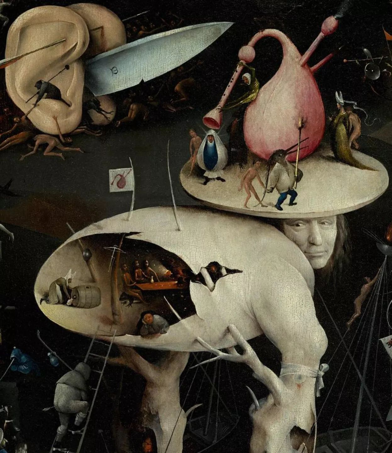 Detail of the right panel of Hieronymus Bosch, The Garden of Earthly Delights