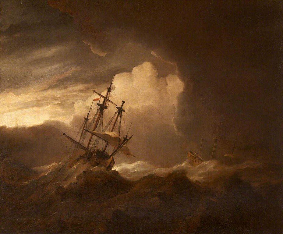 Ships in a Storm by Willem van de Velde II