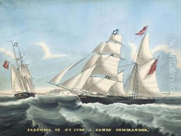 The Trading Brigantine 
Farewell 
 Of St. Ives In Two Positions In The Channel Off Dover by Dirk Antoon, Teupken Jr.