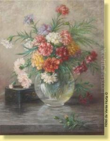 Vase Fleuri D'illets by Camille Triest Van Mulders