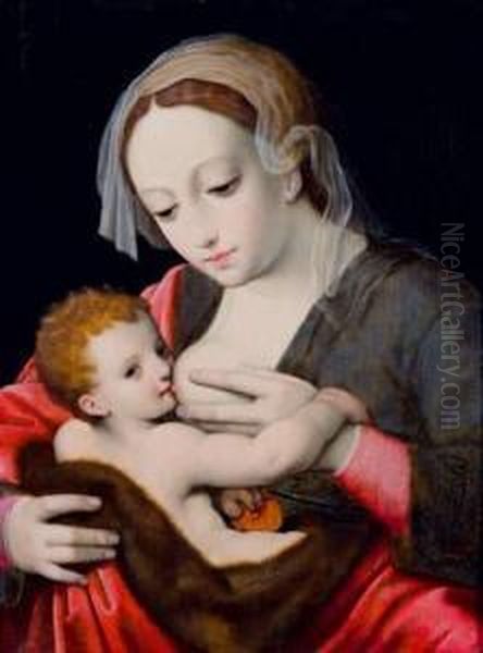 Vierge A L'enfant Allaitant by Cornelis Sotte Cleef Van Cleve