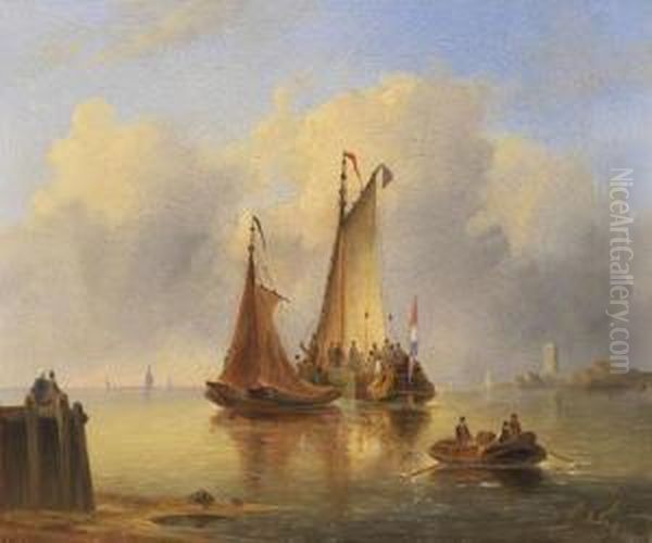 Segelschiffe Vor Der Hollandischen Kuste by Govert Van Emmerik