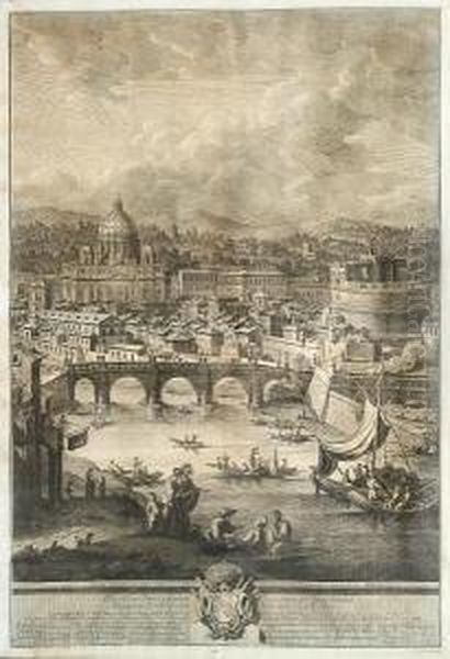 Il Prospetto Della Citt Leonina Che Si Vedecolla Basilica Vaticana, Ponte, E Castel S.angelo by Giuseppe Vasi