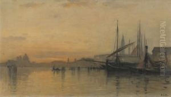 Ansicht Von Venedig Im Abendrot by Auguste Louis Veillon