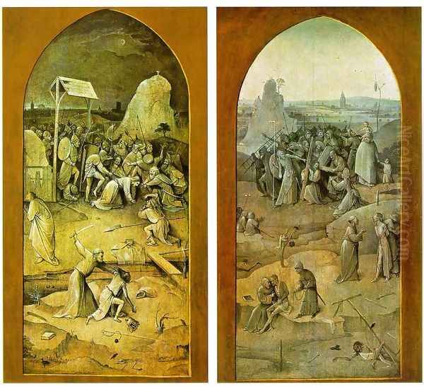 Tiptych of Temptation of St Anthony (outer wings) by Hieronymous Bosch