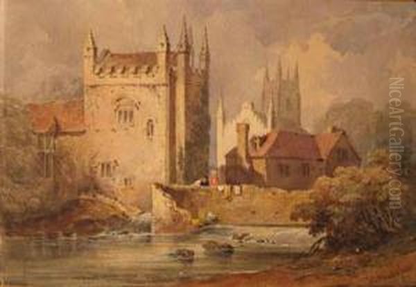 Continental Church And River Scene by Juan Buckingham Wandesforde