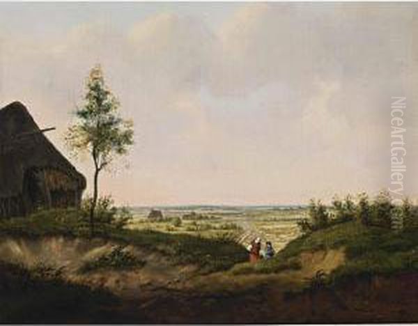 Landscape With Peasants by Joannes Petrus Waterloo