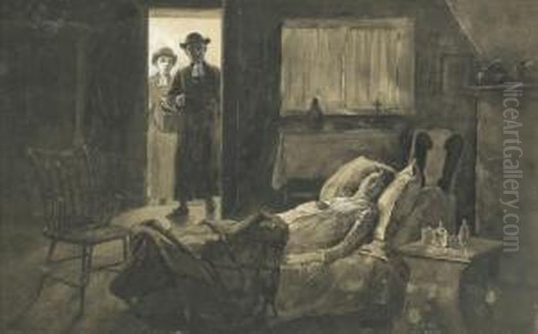 Interior Scene. Signed Lower Left Weldon. Dated Verso 1887. by Charles Dater Weldon