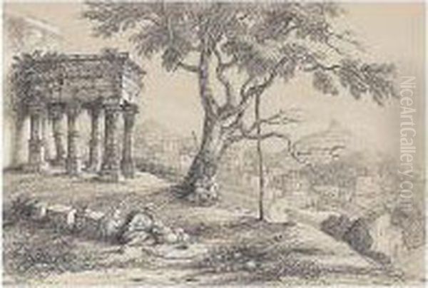 Old Temple At Guyah On The Burum Jewun Hill by Colonel George Francis White