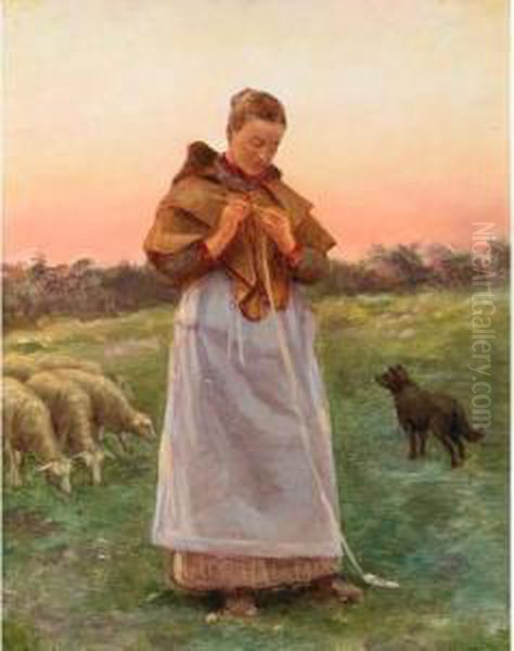 Young Lady With Sheep by Robert J. Wickenden