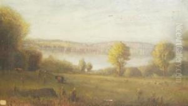 American, - Cattle Grazing Beforelake Cazenovia by Dwight Williams