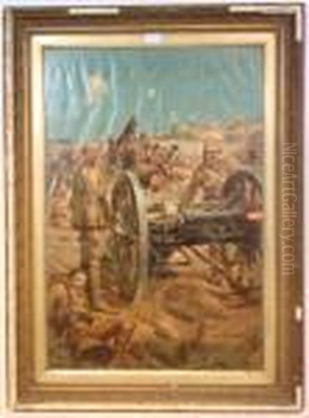 Boer War Soldiers Firing A Cannon by Richard Caton Woodville