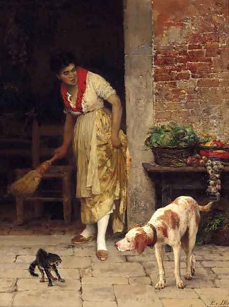 The doorstep encounter by Eugene de Blaas