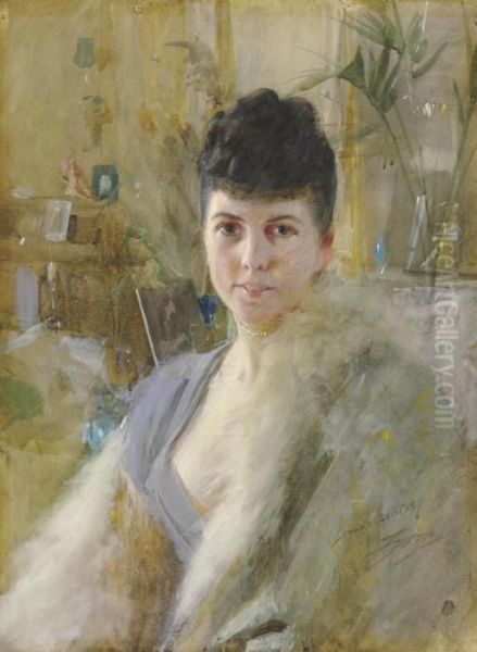 Portrait Of A Lady In A Drawing Room by Anders Zorn