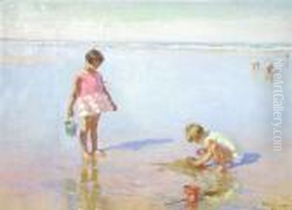 Enfants Jouant Au Bord De Mer by Charles Garabed Atamian