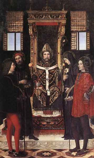 St Ambrose With Saints by Ambrogio Borgognone