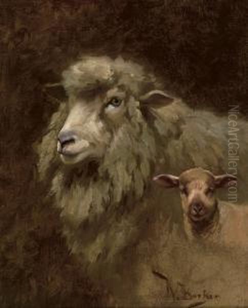 A Ewe And Lamb by Wright Barker