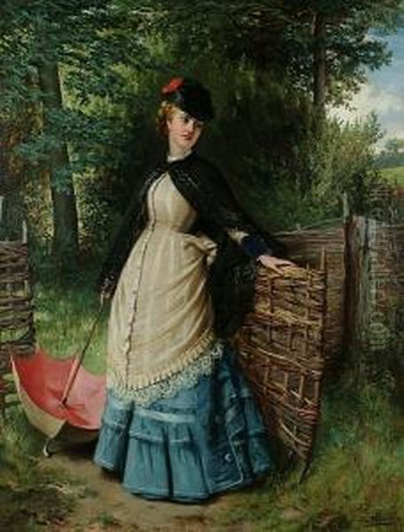 A Lady At A Gate by Edward Charles Barnes