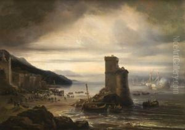 L'attaque De Nuit D'un Fort Sur Une Cotemediterraneenne by Jean Antoine Theodore Baron Gudin