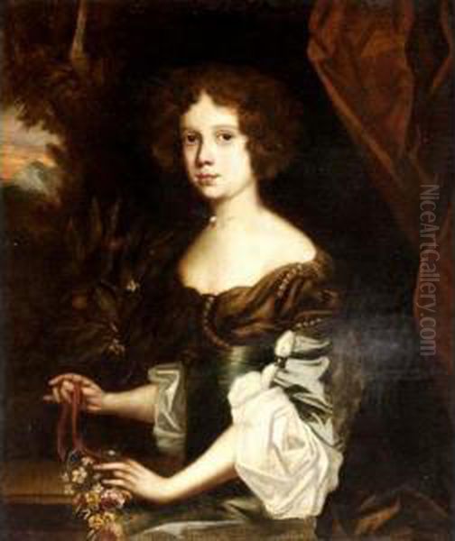 Portrait Of Miss Morgan, Said To Be Winnifred, The Daughter Of Commander William Morgan by Mary Beale