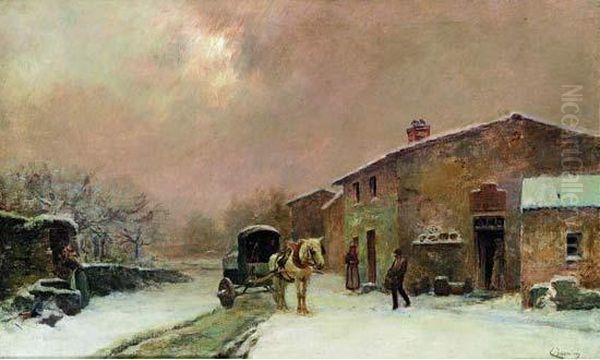 Hiver, La Halte Au Tabac by Charles Joseph Beauverie