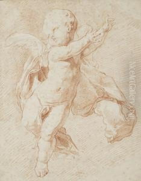 Putto Aile (recto); Reprise Du Meme Motif (verso) by Edme Bouchardon