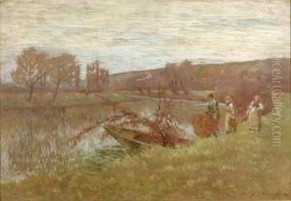 Peche Sur La Riviere by Joseph-Felix Bouchor