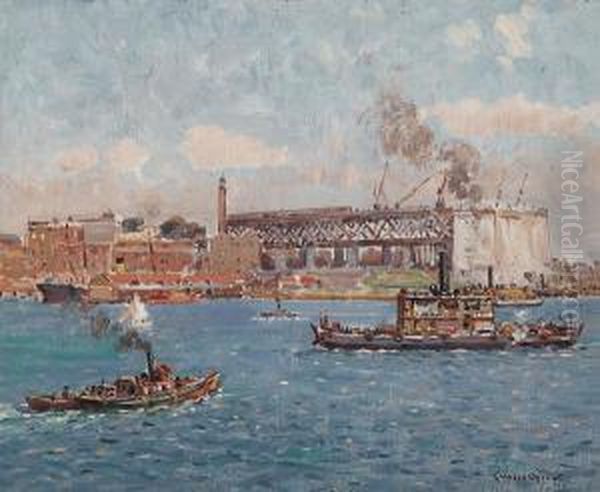 Building The Bridge, Sydney by Charles David Jones Bryant