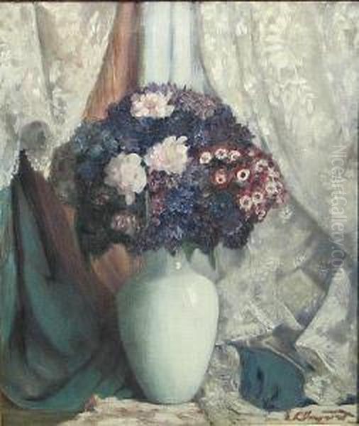 Still Life With Flowers In A White Vase by Everett Lloyd Bryant