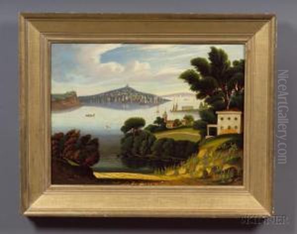 View Of New York Bay From Brooklyn Heights. by Thomas Chambers